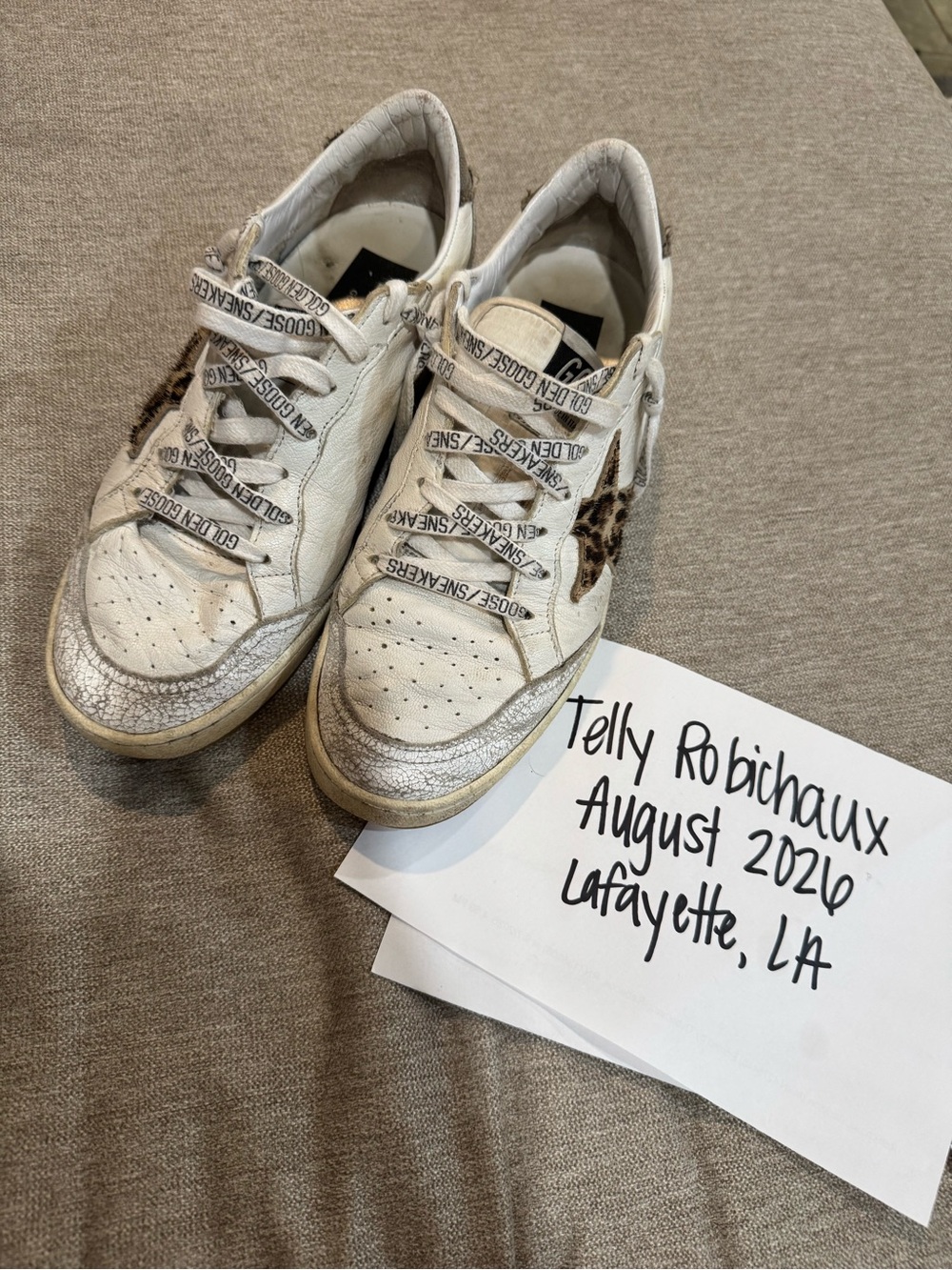 Golden Goose White Sneakers with Leopard Detail